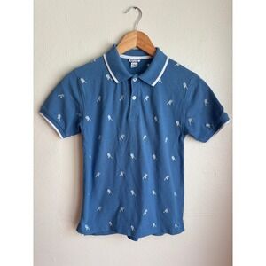 Hartstrings Kids Blue Tennis Print Short Sleeve Polo Shirt Size 10